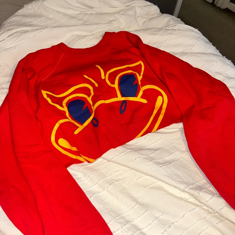 Red University of Kansas Cropped Crewneck